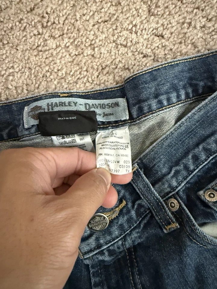 Shorts jeans feminino Harley Davidson personalizado tamanho 32 - Imagem 4 de 4