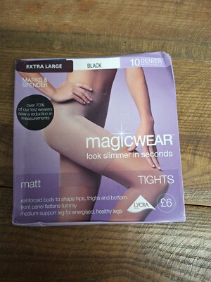 Marks & Spencer Extra Large Black 10 Denier Magic Wear Shine Tights