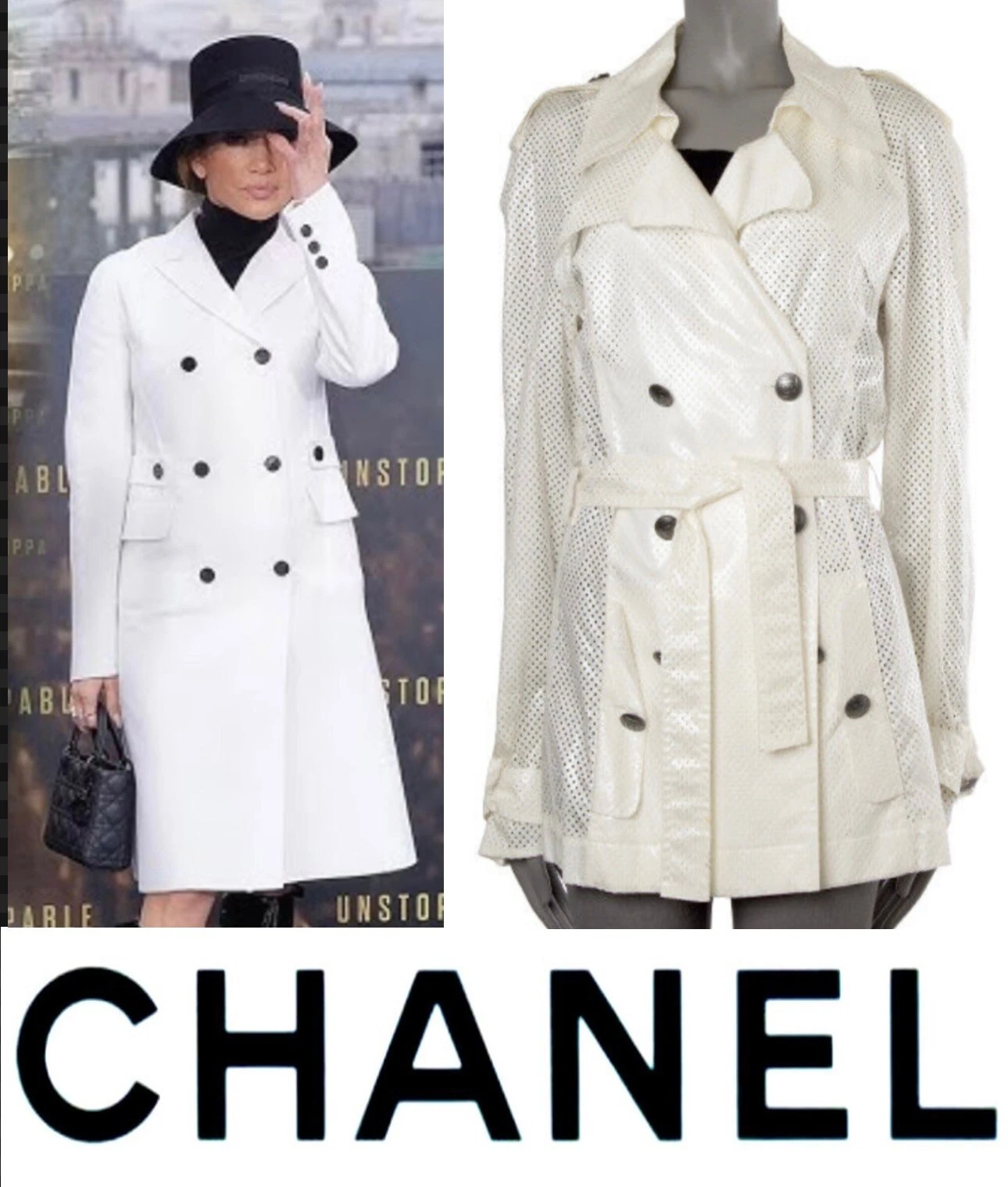 Giacca trench cappotto Chanel vintage 2008 bianco logo sportivo 34 36 4 6 top XS S M