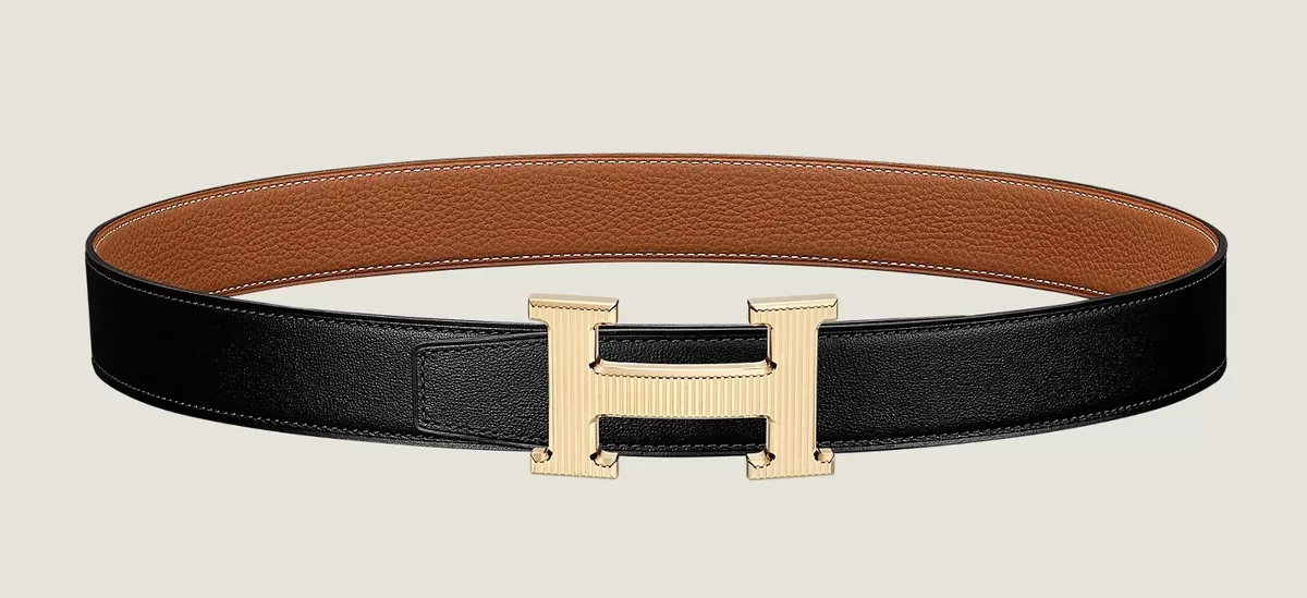 H belt buckle & Leather strap 32 mm