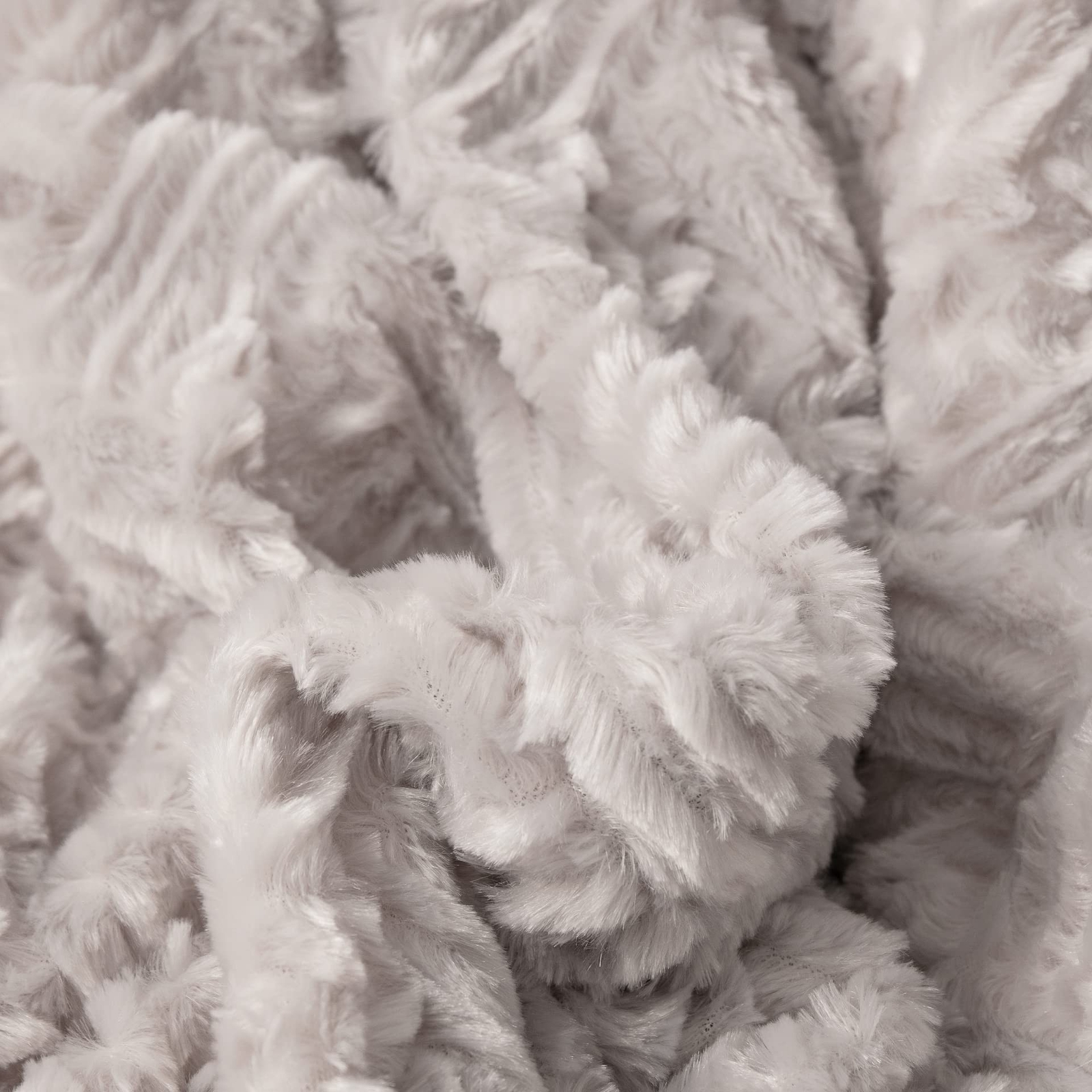 DaDa Bedding Faux Fur Throw Blanket - Farmhouse Lavender Grey, Geometric Embo...