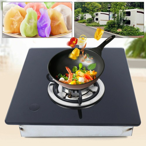 1 Burner LPG Gas Stove Hob Tempered Glass Black For Boat Caravan RV Camper Van - Picture 4 of 11