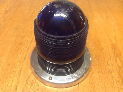 6v CATS-EYE No.10 Safety 360 degree NOS lamp BLUE Glass