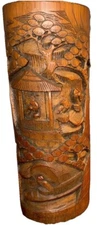 Antique Chinese Carved Bamboo Brush Pot – Late Qing / Early 1900s