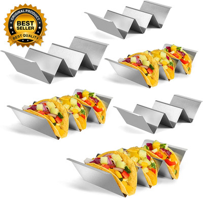 Taco Holders Set of 6, Taco Stand, Stainless Steel Taco Holder, with Easy-Access
