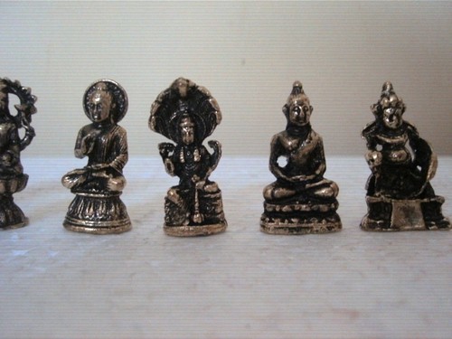 Hindu God Ganesh Shiva Krishna Hanuman SET 12 MINI AMULET STATUE figurine Murti - Picture 3 of 5