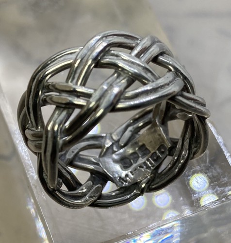 Mexico Handmade Braided 925 Sterling Silver Cigar Band Ring Size 6 - 5.4g - Bild 7 von 8