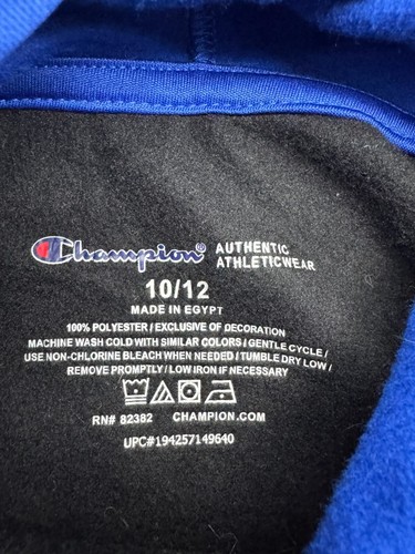 Champion Black Blue USA Spellout Logo Pullover Hoodie Boys Size 10/12 - Picture 3 of 5
