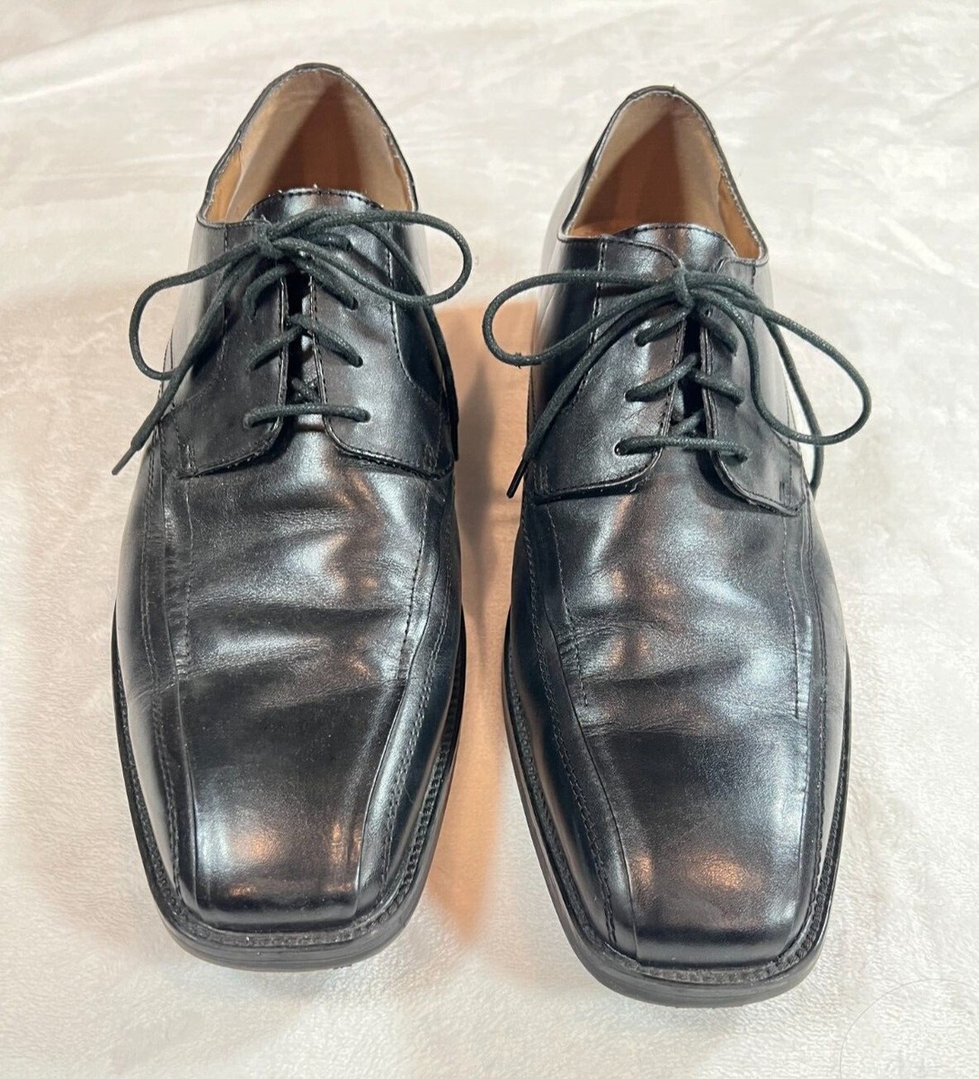 Chaps Mens Size 12M Black Leather Lace Up Loafers Dress 