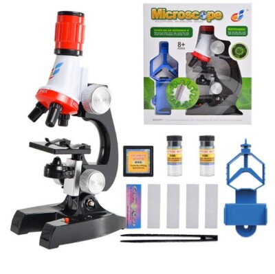 Kid Toy Microscope Science Kit 100X 400X 1200X  Educational Lab Magnification