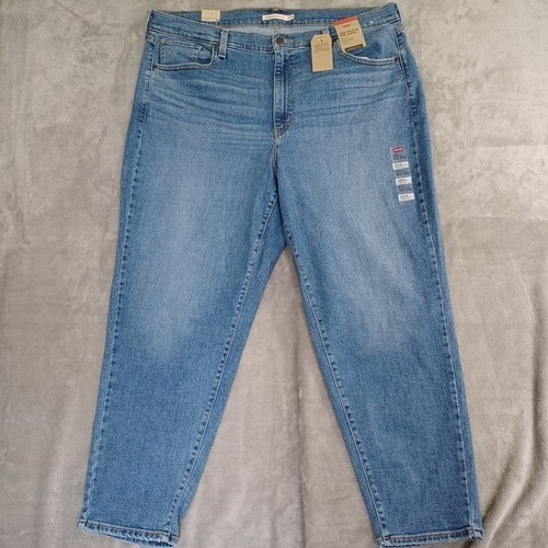 Levis High Waisted Mom Jeans 42x28 Relaxed Tapered Leg Blue Sz 20W New Classic