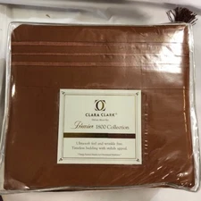 Clara Clark Premier 1800 Collection 6 pc Damask Stripe Bed Sheet Set KING - Rust