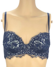 65 VICTORIA'S SECRET DREAM ANGELS METALLIC FLORAL LACE LINED DEMI BRA 32D NWT