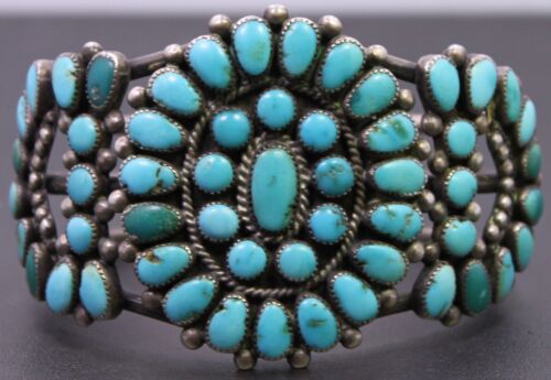 Old Pawn Native American Sterling Silver Turquois… - image 1