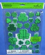 Hallmark St Patrick's Day Epoxy Stickers Shamrocks 2 Shts 56 Pcs Free Ship  15
