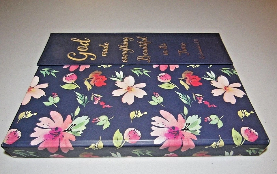 NAVY BLUE & PEACH FLORAL "GOD MADE EVERYTHING BEAUTIFUL" HARDCOVER JOURNAL - Image 3 of 4