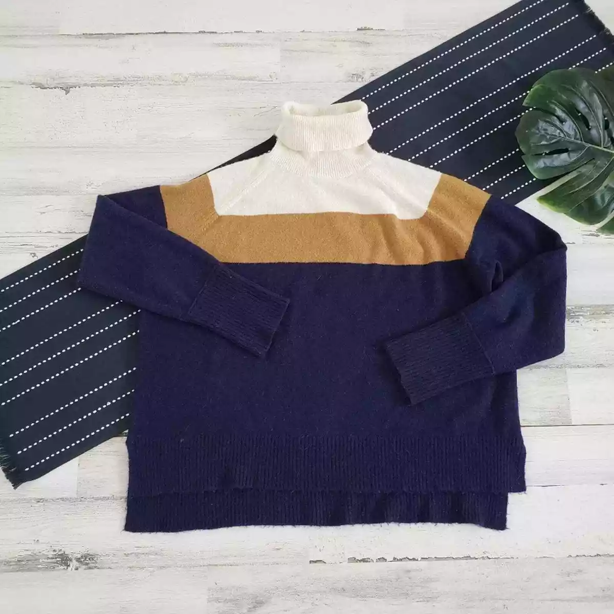 Colorblock turtleneck sweater in supersoft best sale yarn