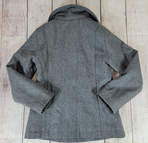 Girl’s Wool Blend Pea Coat 6/7 Old Navy Double Button Front Lined Notched Collar - Picture 2 of 8