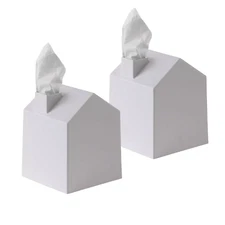 2 Casa Tissue Box Covers - Adorable Farm House Shaped Square Tissue Box Holders