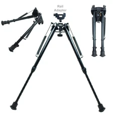 9" to 13" Adjustable Spring Return Hunting Rifle Bipod with Rail Adapter