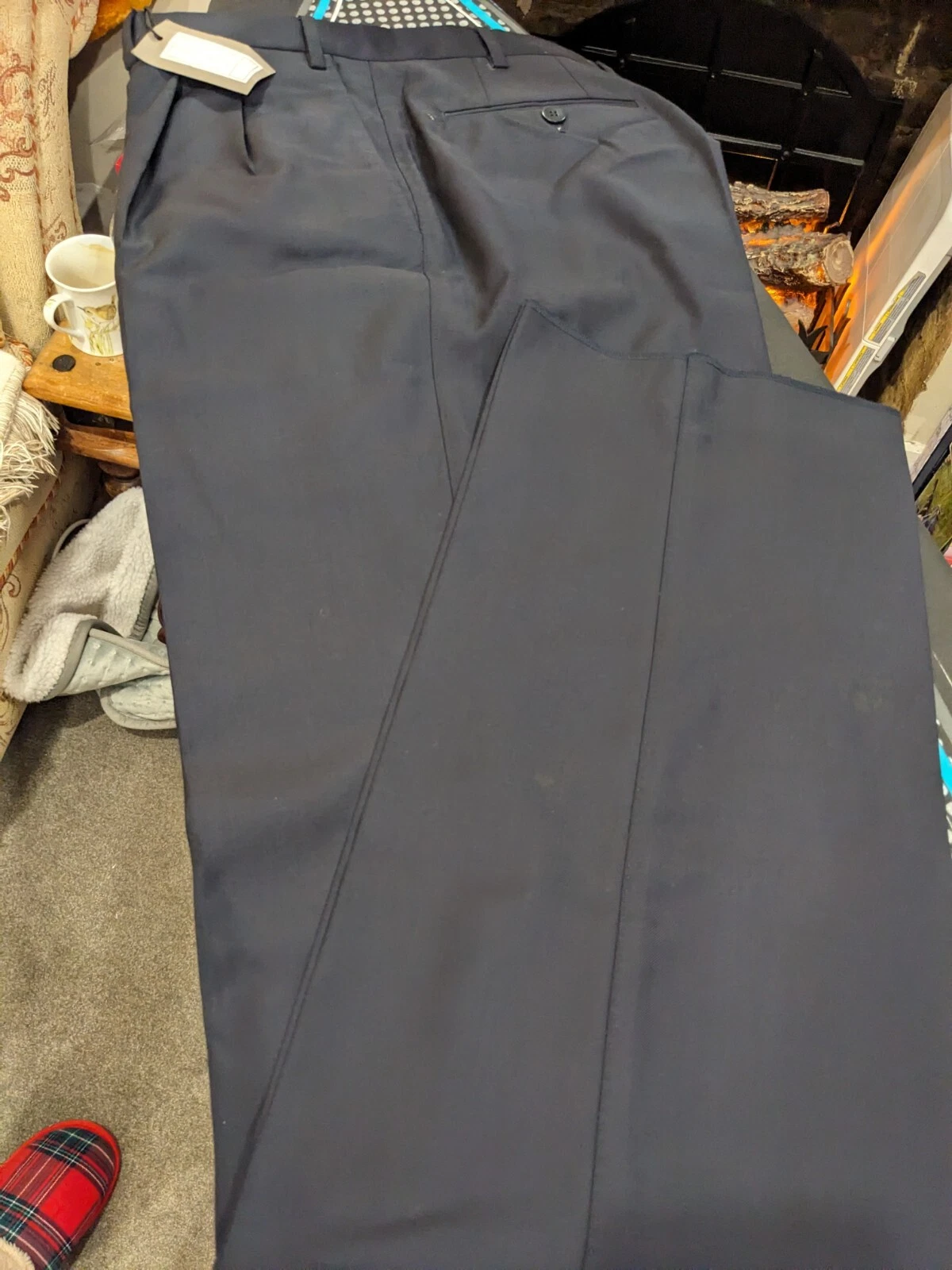 Arif Of Mayfair 100% Wool Navy Trousers BNWT W37 IL37" Vitale Barberis