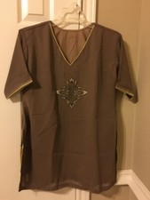 Women Pakistani Kurta Kurti Short Embroidery Rayon Top Shirt Tunic Dress M