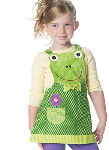 McCall's Pattern M6298 Children Girls' Apron Frog Cat Dog Bunny Sew Pattern 3-8 - Picture 3 of 6