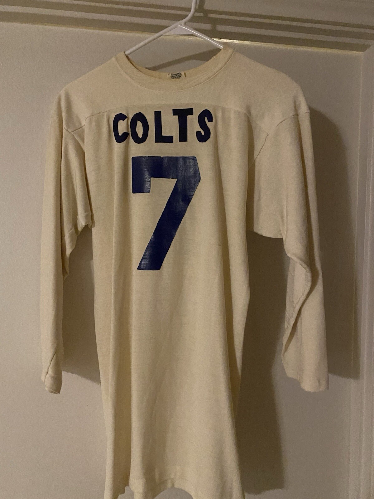 Bert Jones White Colts Vintage Long Sleeve Jersey