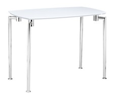 Console Table Hall Side Table White Rectangle Top Gloss Finish Chrome Frame