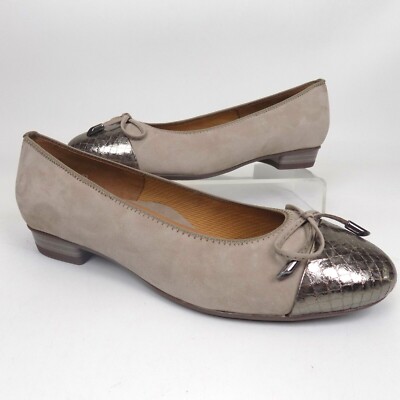 Ara  Bari Vipera Metallic Dress Womens Flats Shoe Size 6 M, Taupe Suede NEW 8184