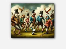 Playing Soccer humorous & surreal twist anthropomorphized Art #2 Reprint