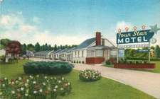 Linen Roadside Postcard Four Star Motel, Portland, Oregon - used in 1962