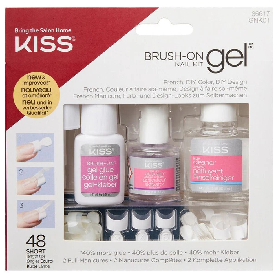 KISS LASHES Kiss False Nails - Brush On Gel Nail Kit - French Manicure DIY Nail Set