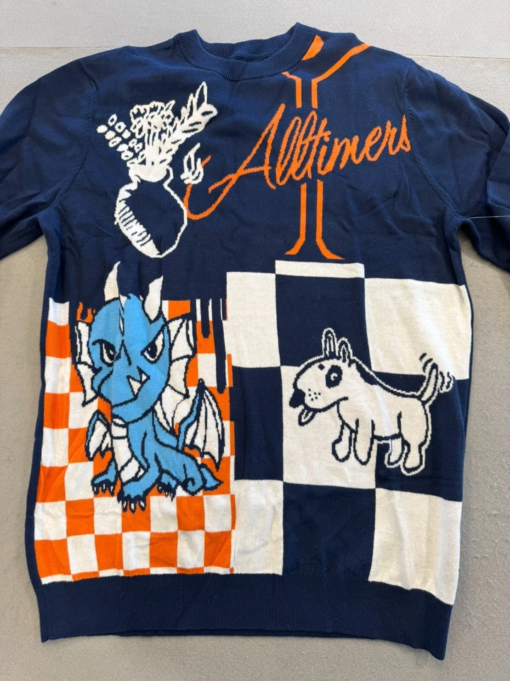 Vans Sweater Men's Medium New Alltimer Blue Knit Printed Pullover Crew MSRP $110 - Image 4 of 4