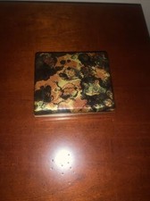 VINTAGE EARRING TRAVEL BOX FAUX TORTOISE HINGED LID CASE
