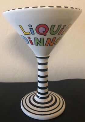 Ceramic Margarita/Martini Glass Laurie Veasey LIQUID DINNER Our Name is Mud
