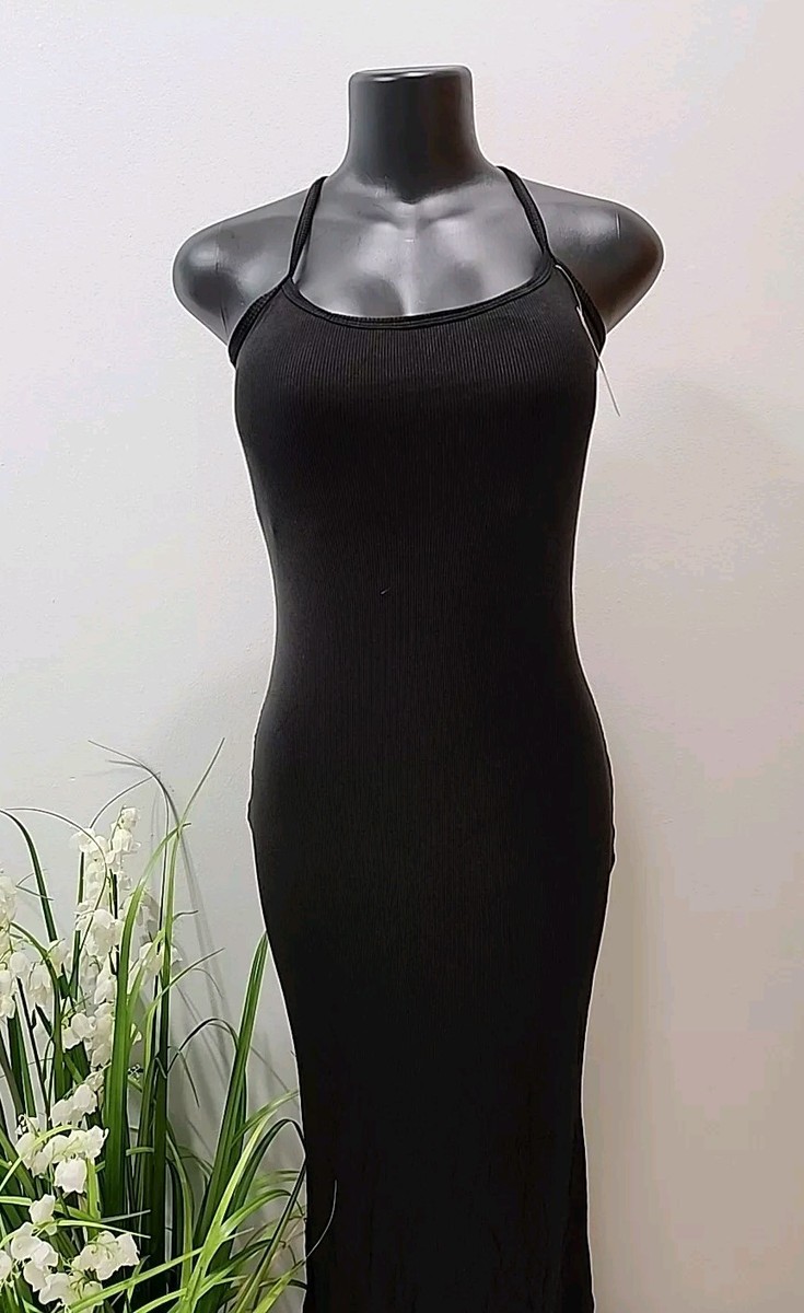 popilush black dress No Shaper Crew Neck Sleeveless Maxi Lounge This maxi dress features an overlapping crotch design for convenience Brand New Popilush Womens Long