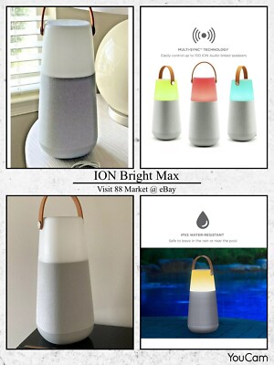 ION Audio Bright Max Indoor Outdoor 360 Sound Wireless Bluetooth Speaker White