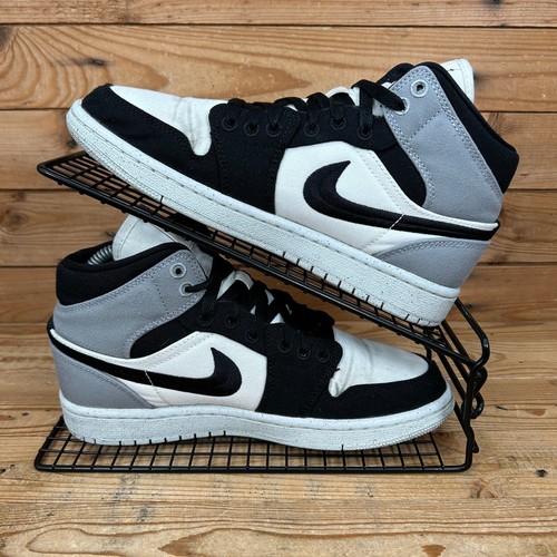 Nike Trainers Womens Size UK 4 Air Jordan 1 Mid Salt Black Canvas Shoes AJ1 - Picture 2 of 13