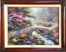 Thomas Kinkade Bridge of Faith AP 20/395 Oil on Canvas 25.5x34