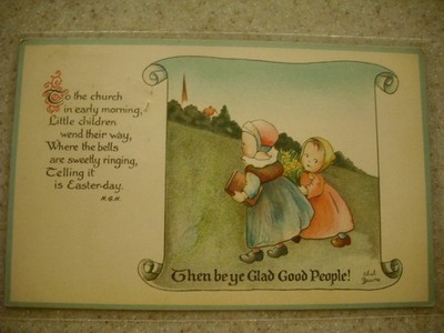 Antique Lithographed Artist Signed Easter Card - Date Illegible