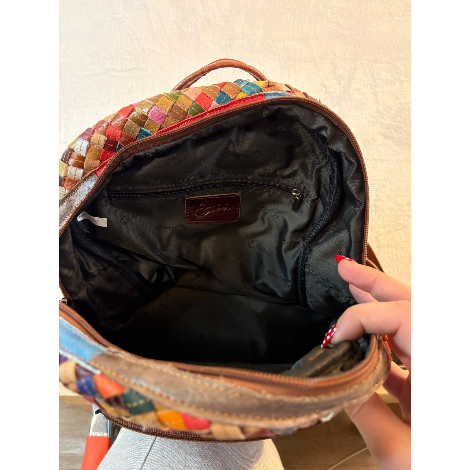 Estacion Woven Patchwork Leather Mini Backpack Mu… - image 5