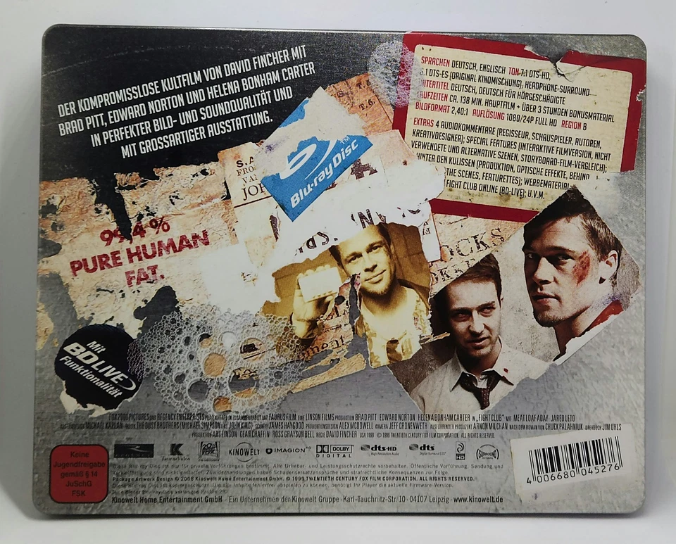 Fight Club - Blu Ray Steelbook German import see description - Image 2 of 4