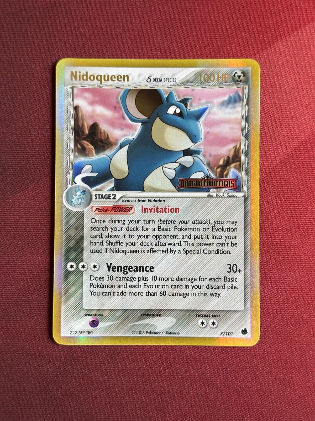 NIDOQUEEN [Delta Species] 7/101 EX Dragon Frontiers REVERSE HOLO Pokemon card NM