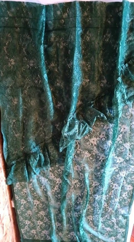 Single, 2-tier, Asymmetrical, Lacy, Ruffled Curtain Panel, 38 w x 60 l inches