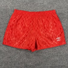 Umbro Soccer Shorts Women L Red Vintage 90s Checkerboard Nylon Drawstring Skate