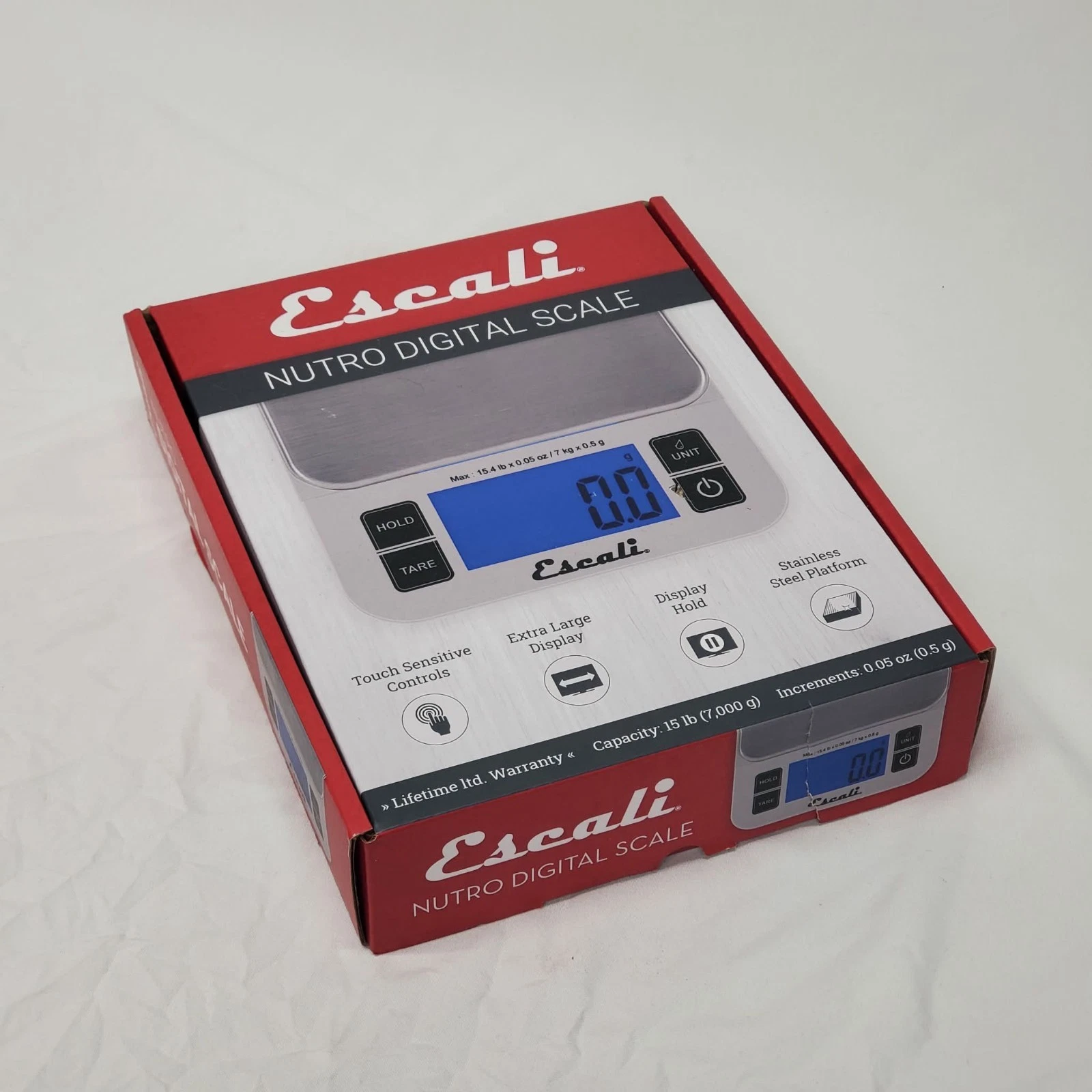 Escali Nutro Digital Scale Stainless Steel Platform Touch Sens Controls SQ157