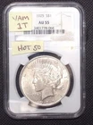1925 Peace Dollar PCGS AU 55 VAM-1T Top 50 Shrtnd Mssng Rev Rays I-4 R-6 #8-068