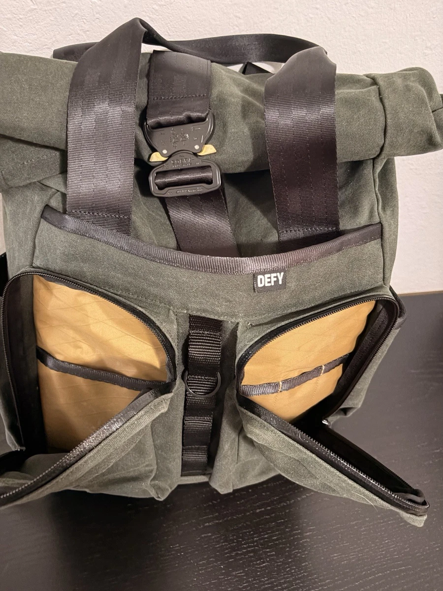 DEFY Bags Verbockel Daypack Green Army Texwax Wax Canvas Rolltop With Tan Xpac