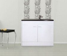 Respekta Komplettspüle Drehtür 100x50cm weiß Spülschrank Spültisch Küchenspüle